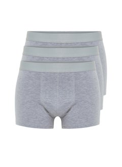 Buy Gray Melange Men's 3-Pack Basic Plain Cotton Boxers in Egypt