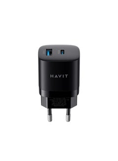 Buy HAVIT UC30 USB WALL CHARGE - 30W Dual Ports( PD 30W,USB-A ) Support (PPS/PD3.0), For Samsung Iphone Xiaomi Redmi Nokia - Black in Egypt