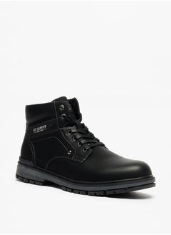 Buy Men's Solid Boots with Lace-Up Closure in UAE