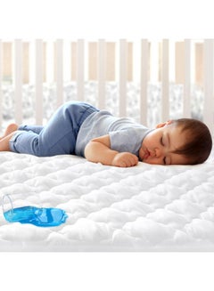 Buy Crib Mattress Protector Waterproof & Noiseless Crib Mattress Pad Cover Skin Friendly & Breathable & Machine Wash 100% Absorbent Crib Toddler Mattress Protector (Quilted Improved Thickness) in UAE