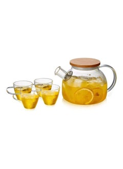 اشتري Heat Resistant Glass Teapot Set Clear 1000ml في الامارات