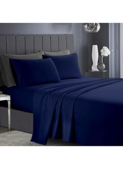 اشتري Premium Blue Queen Sheets Set - 1800 TC Series 4 Piece Bed Sheets - Soft Brushed Microfiber Fabric - 16 Inches Deep Pockets Sheets Wrinkle Free & Fade Resistant by Infinitee Xclusives في الامارات