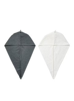 Buy 2-Piece Towel Hair Dark Gray And White in Saudi Arabia