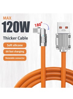 Buy Cable USB-C Ultra-Durable High Speed Charging 120W 1.5M Data Sync 6A - Orange in Saudi Arabia