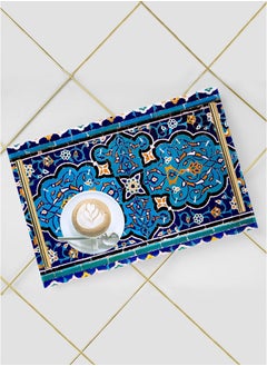 Buy Decorative Acrylic Serving Tray with Gold Metal Handles and Eastern Mosaic Design in Saudi Arabia