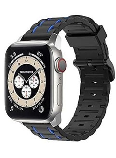 Buy Apple Watch 45mm/44mm/42mm Silicone Wrist Band & Aamazing Comfortable Design - Black/Blue in Egypt