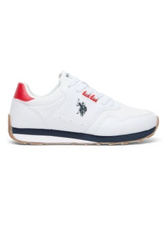 Buy Men's White Low-Top Sneakers, Lightweight with Red and Navy Accents - Lace-Up Design with Comfort Cushioned Sole for Casual Everyday Wear in UAE