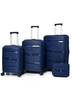 اشتري Murano Luggage Set, Hard-Side Unbreakable Polypropylene, Lightweight, 4-Piece Spinner Suitcase with Built-in TSA Lock Navy Blue في السعودية