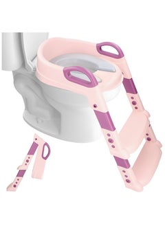 Buy Baby Folding Anti-Slip Potty Training Toilet Chair With Adjustable Ladder, Pink/Purple in UAE