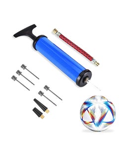 Buy Mini Bike Pump Kit with 5 Pcs Needle, Nozzle, Extension Hose for Football Basketball Volleyball Rugby Balloons Swim Inflatables ( Blue ) in Saudi Arabia