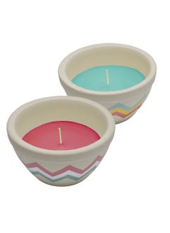 Buy Waxworks Citronella Striped Pie Dish Candle, Festiva, 15Cm, Assorted, 1 Piece. in UAE