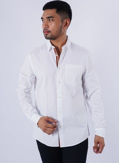 Buy Men’s Autumn Shirt REGULAR FIT Long Sleeves Collared Neck– Bright White in UAE