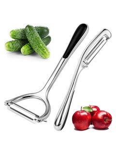 اشتري Good Grip & Durable Stainless Steel Peeler Set Vegetable for Apple Fruit Food Carrot Veggie Cucumber Sharp, No Nick Finger with Comfortable Non-slip Handle Grips في الامارات