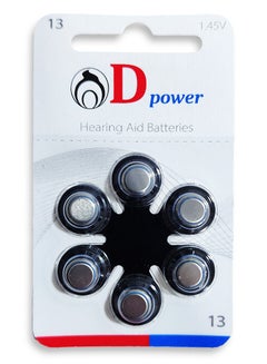 Buy Hearing Aid Batteries D Power , Size 13 - 1.45volt - 6 Pack in Egypt