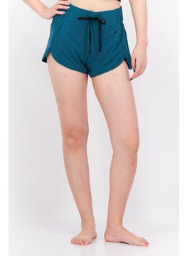 Buy Women Brand Logo Swim Shorts, Teal in UAE