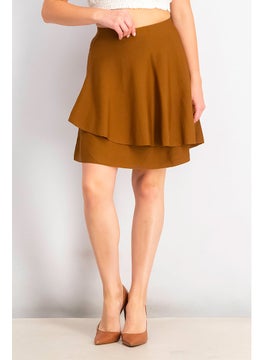 اشتري Women Textured Mini Skirt, Brown في الامارات