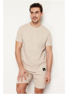 Buy Men's Beige Regular Fit Waffle Knitted Pajamas Set in Egypt