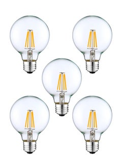 Buy 5 Pcs A60 Clear Glass Lampshade E27 LED Filament Edison Bulb, 8W, 3000K Warm White, Non-Dimmable, Round Shape Bulb,  for Home Indoor Decoration, Interior, Chandelier, Room Decor And More in UAE