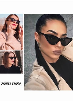 Buy Retro Vintage Narrow Cat Eye Sunglasses for Women Goggles Plastic Frame in UAE