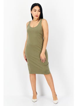 Buy Women Plain Mini Casual Dress, Olive in UAE