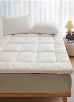 Buy Mattress Topper 6CM Thickness  Quilted Microfiber 600gsm, King/Queen/Double/Single Sizes, Color White in UAE