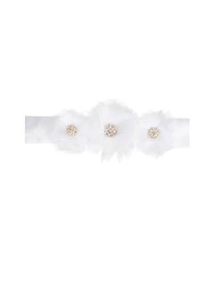 Buy Wedding Dress Belts White Satin Sash w/Flower Embellishments in UAE