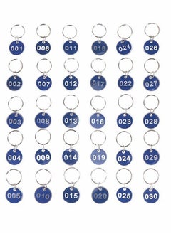 Buy 1 Set Number Key Chain Round Key Number Tags Number Key Ring ID Tags Numbers 1-30 for Dormitory Keys House Lockers (Blue) in UAE