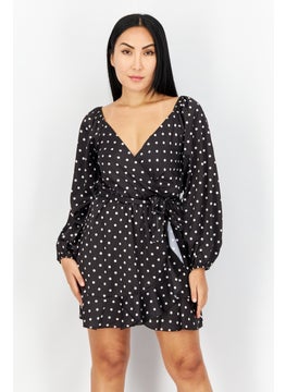 اشتري Women Dot Print Mini Dress, Black في الامارات