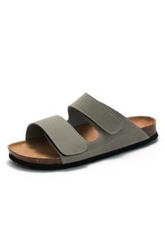 Buy Casual Sandals Double Strap Beach Shoes Men's Cork Slippers Grey in Saudi Arabia