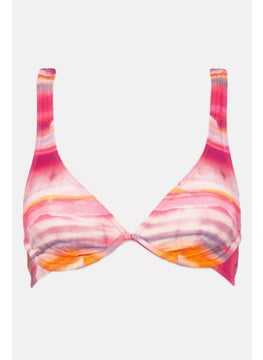 Buy Women Abstract Print Bikini Top, Pink Combo in UAE