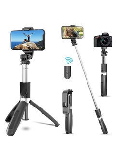 اشتري Selfie Stick, 3 in 1 Extendable Selfie Stick Tripod with Detachable Bluetooth Wireless Remote Phone Holder for iPhone 12/Xs/iPhone 8/iPhone 11/11pro في الامارات