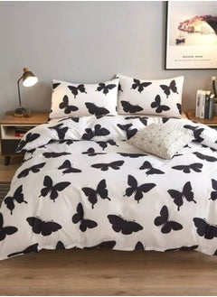 اشتري Duvet cover set, White color with Black Buttefly design various sizes في الامارات