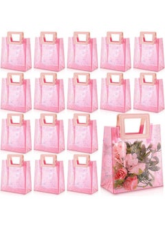 اشتري 20 Pieces Clear Gift Bags With Handles Valentines Transparent Glitter Tote Bag 7 X 4 X 8 Inch Reusable Pvc Gift Wrap Bag For Bridal Party Baby Shower Wedding Birthday(Clear Pink Glitter) في الامارات