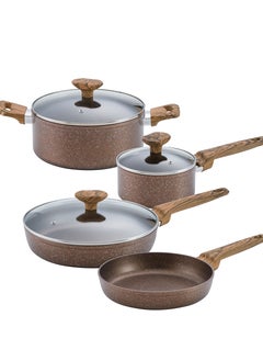 Buy 7 Piece Premium Forged Aluminium cookware set, Brown, SV55 in UAE