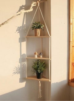 Buy 3 Tier  Wooden Floating Wall Decor Hanging Triangle Shelves in UAE