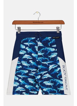 Buy Kids Boy Allover Board Shorts, Blue Combo in UAE