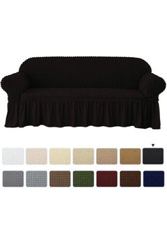 اشتري Three Seater Super Stretchable Anti-Wrinkle Slip Flexible Resistant Jacquard Sofa Cover Black 140-280cm في الامارات