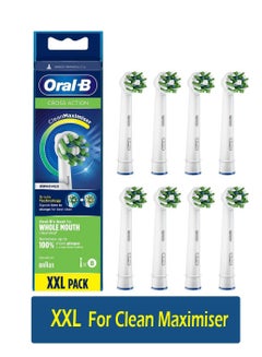 Buy 8-Piece Cross Action White Edition Replacement Head for Electric Toothbrush XXL for Clean Maximiser White/Green in UAE