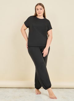 Buy Round Neck Short Sleeves Top and Jogger Set in Saudi Arabia