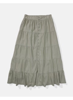 Buy AE Button-Front Tiered Midi Skirt in Saudi Arabia