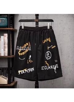 Buy Casual Hawaiian Graffiti Print Shorts Black in UAE