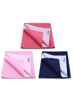 اشتري Baby Dry Sheets For Baby Rubber Sheet For Baby Baby Mat Waterproof Baby Bed Protector Waterproof Combo Pack (Small Salmonrosepinknavyblue) في الامارات