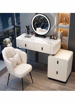 اشتري Makeup Vanity Table Dressing Table Flip Mirror With Drawers And Chair 100 CM في الامارات