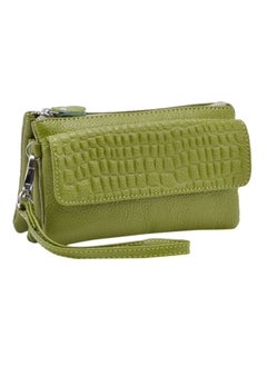 Buy Leather Wallet With Zipper Green in UAE