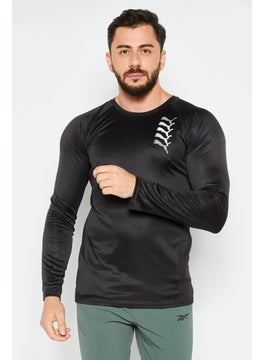 Buy Men Sportswear Fit Long Sleeve Training T-Shirt, Black in UAE