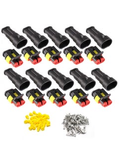 اشتري 2 Pin Way Waterproof Electrical Connectors HID Plug 1.5mm Series Terminals for Submarine, Car, Truck, Boat, Electrical Wire Connector, Male Female Plug Socket Disconnect Waterproof Plug Play (20PCS) في السعودية