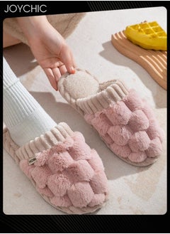 اشتري Female Autumn and Winter Home Flat Slippers Cotton Warm Windproof Breathable Anti-slip Bedroom for Women Pink في السعودية