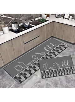 اشتري Set of 2 Kitchen Mats Floor Rug Home Decor Accessories Non Skid Washable في الامارات