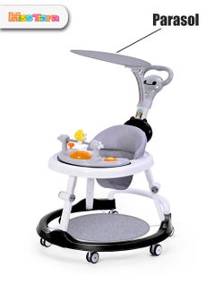 Buy 4-in-1 Baby Walker with Silent Wheels Height Adjustable Multifunctional Anti-Tip Folding Walker with Detachable Footrest Feeding Tray Chair Baby Push Walker in UAE