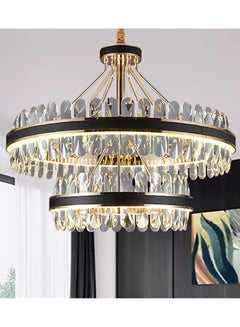 Buy Modern black and gold LED crystal chandelier, 3 lights in Egypt